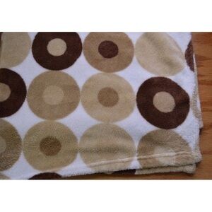 Little Beginnings Baby Blanket Tan Brown White Circle Dot Print Security Lovey